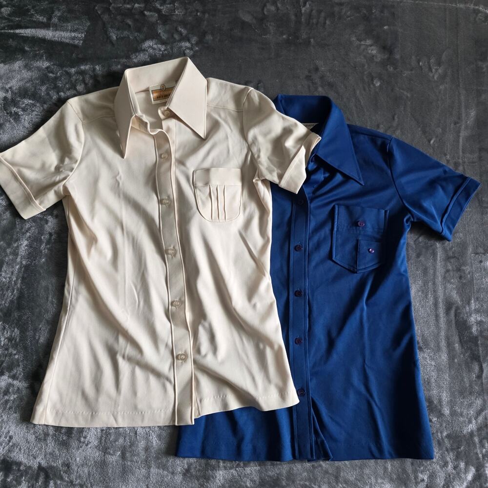 Vintage Koret of California Womens Blouse Lot 70s Retro Hong Kong Small Medium